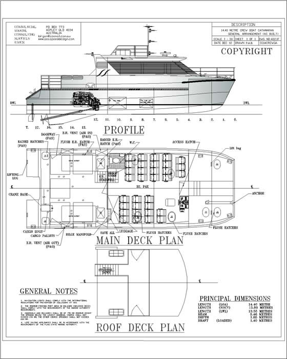 14 Metre Crew Boat GA Plan