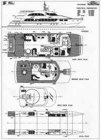 GA study Plan Of The 32m Motor Yacht Catamaran